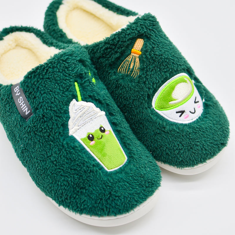 Fluffy Matcha Slippers