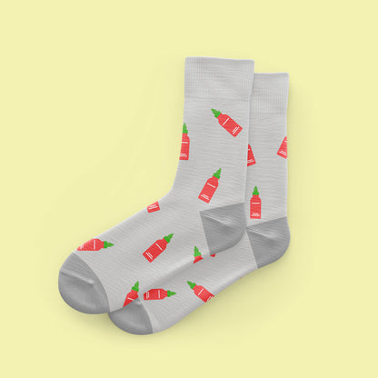 cute sriracha hot sauce crew socks 